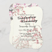 白いかわいらしさくらんぼの花のエレガント木々 招待状 (正面/裏面)