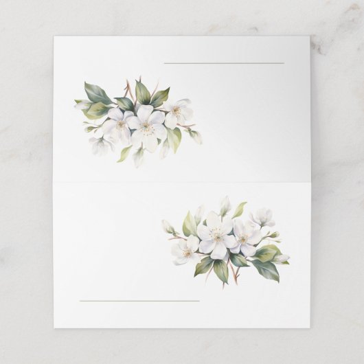 白いかわいらしりんご花のテーブル名座席表 プレイスカード (外部開封)