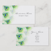 白いかわいらし上にクジャクの羽 名刺 (正面/裏面)