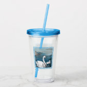 白いかわいらし母白鳥と湖のベビー アクリルタンブラー (裏面)