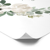 白いかわいらし花と緑のベビー誕生の状態 ポスター (角)