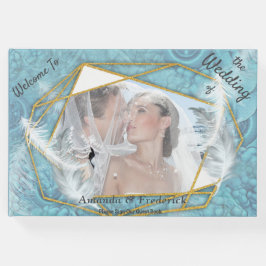 白いきらめきを持つ混色の青い絹のような模様 ゲストブック