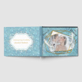 白いきらめきを持つ混色の青い絹のような模様 ゲストブック (全面)