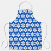 白いきらめく雪片の青い背景 エプロン (正面)