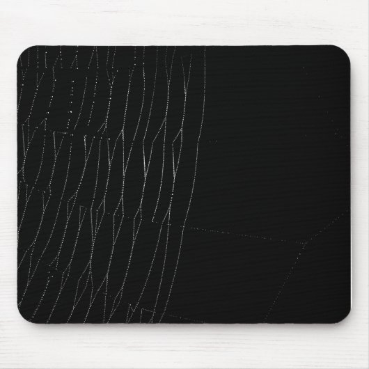 白いくもの巣と黒い背景 マウスパッド (正面)
