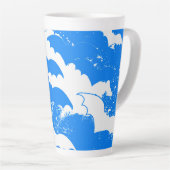 白いこうもりのフライト（青） カフェラテマグ (右アングル)