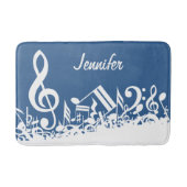 白いごちゃ混ぜの楽譜と大きな三連円 バスマット (正面)