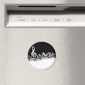 白いごちゃ混ぜミュージカルノート(黒) マグネット (インサイチュ (食洗機))