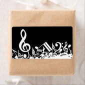 白いごちゃ混ぜミュージカルノート（黒） ラベル (インサイチュ)