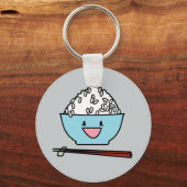 白いご飯の箸の炭水化物の幸せなボウル キーホルダー (正面)