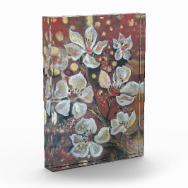 白いさくらんぼが《写真》ぼけ味の背景に咲く フォトブロック