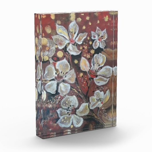 白いさくらんぼが《写真》ぼけ味の背景に咲く フォトブロック (左)