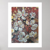 白いさくらんぼが《写真》ぼけ味の背景に咲く ポスター (正面)