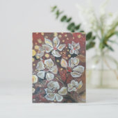 白いさくらんぼが《写真》ぼけ味の背景に咲く ポストカード (スタンド正面)