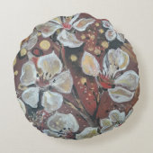 白いさくらんぼが《写真》ぼけ味の背景に咲く ラウンドクッション (裏面)