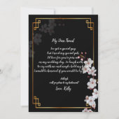 白いさくらんぼの花と金ゴールドが私の花嫁になる 招待状 (正面)