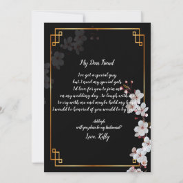 白いさくらんぼの花と金ゴールドが私の花嫁になる 招待状