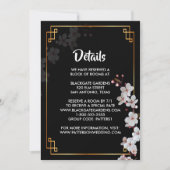 白いさくらんぼの花と金色の枠の囲い 招待状 (正面)