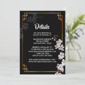 白いさくらんぼの花と金色の枠の囲い 招待状 (スタンド正面)