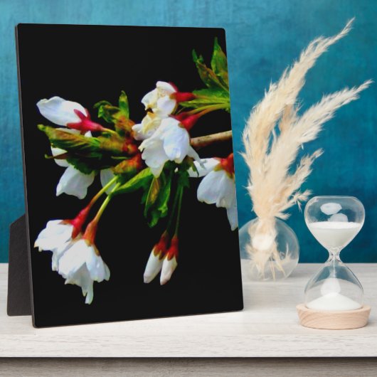 白いさくらんぼの花の写真 フォトプラーク (側面)