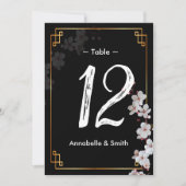 白いさくらんぼの花の黄金の枠の表の番号(&Golden Frame) 招待状 (正面)