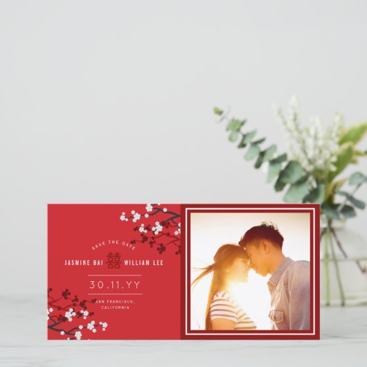 白いさくらんぼの花二重幸福アジアの写真 セーブザデート (スタンド正面)