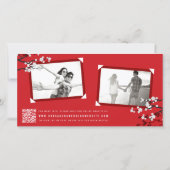 白いさくらんぼの花二重幸福アジアの写真 セーブザデート (裏面)