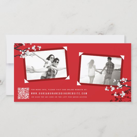 白いさくらんぼの花二重幸福アジアの写真 セーブザデート (裏面)