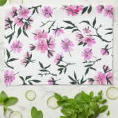 白いさくらんぼの花 キッチンタオル (折り畳み)