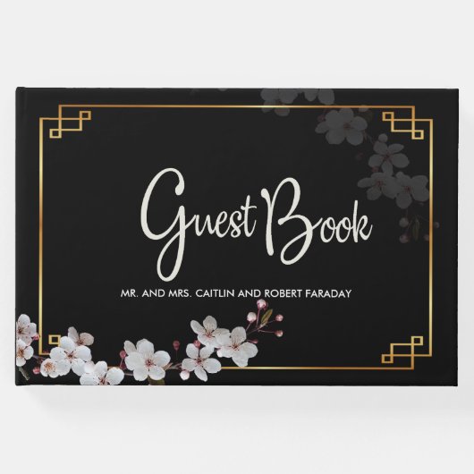 白いさくらんぼの花&ゴールデンフレーム ゲストブック (正面)