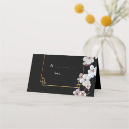 白いさくらんぼの花&ゴールデンフレーム プレイスカード