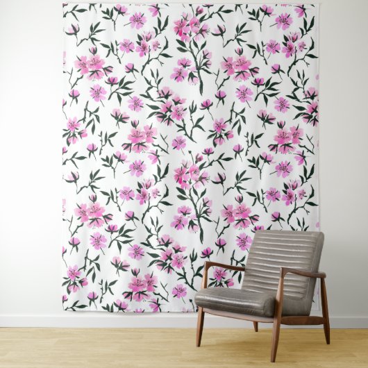 白いさくらんぼの花 タペストリー (インサイチュ)