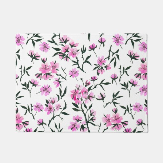 白いさくらんぼの花 ドアマット (正面)