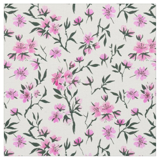 白いさくらんぼの花 ファブリック (クローズアップ)