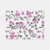 白いさくらんぼの花 フリースブランケット (正面(横))