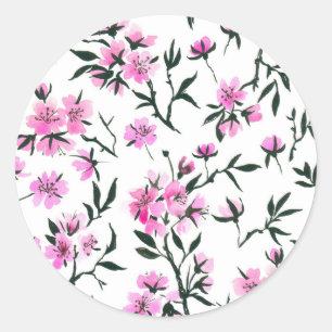 白いさくらんぼの花 ラウンドシール