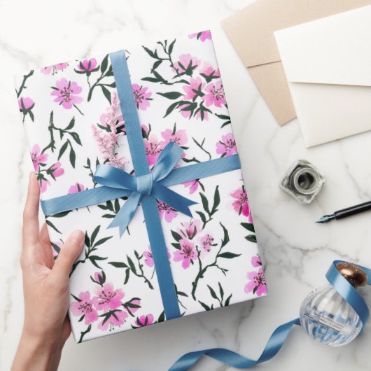 白いさくらんぼの花 ラッピングペーパー (ギフト)