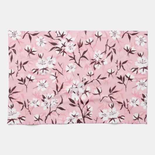 白いさくらんぼ キッチンタオル (横)