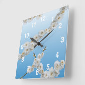 白いさくらんぼ ラウンド壁時計 (傾斜)