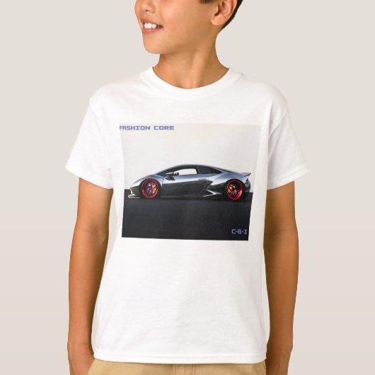 白いすごい男の子のtシャツのスポーツカー tシャツ (正面)