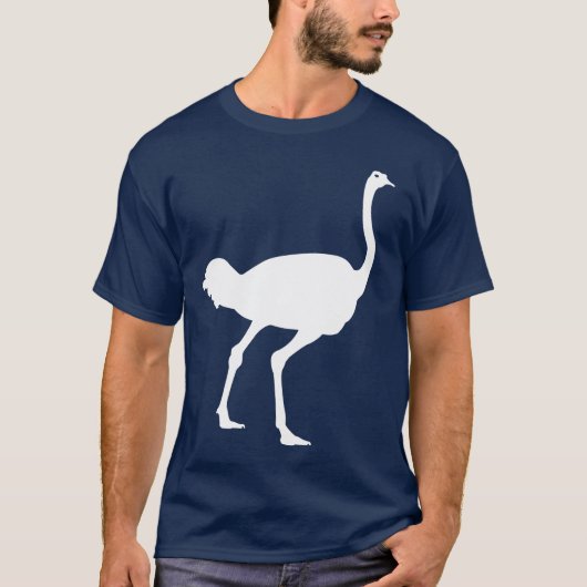 白いだちょうの鳥のシルエットのグラフィック Tシャツ (正面)