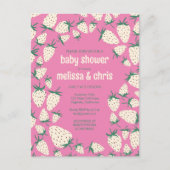 白いちごキュートなパイネリカスタムーのベビーシャワー インビテーションポストカード (正面)