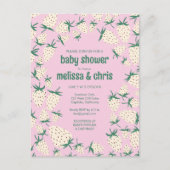 白いちごキュートなパイネリカスタムーのベビーシャワー インビテーションポストカード (正面)