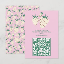 白いちご可愛いパイナップリーベビーシャワーQRコード エンクロージャーカード