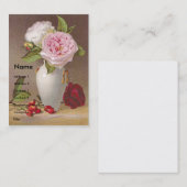 白いつぼのビクトリア時代の人貿易カードのピンクのバラ 名刺 (正面/裏面)