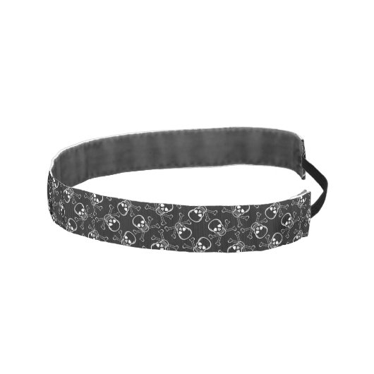 白いどくろ印のグラフィックパターン アスレチックヘッドバンド (右)