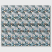 白いのまわりにクリスマスツリーを集めるペンギン ラッピングペーパー (フラット)