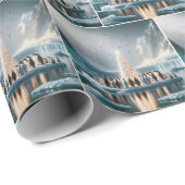 白いのまわりにクリスマスツリーを集めるペンギン ラッピングペーパー (ロールコーナー)