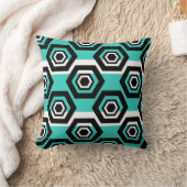 白いの幾何学的パタストライプーン クッション (ブランケット)