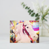 白いはっきりした回転木馬はメリー馬の写真を回る ポストカード (スタンド正面)